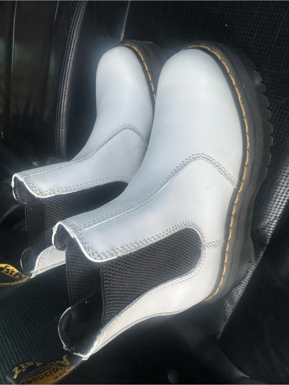 Dr. Martens White Chelsea Work Boots with Black Elastic Panels US M 6 US L 7